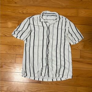 Zara Men's Striped Short Sleeve Button Up